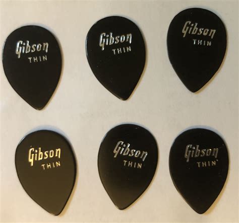 Vintage Gibson Guitar Picks 6 Teardrops Thin Gauge From The 19791980