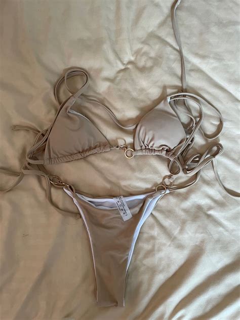Nude Bikini Set With Metal Ring Women S Fashion Swimwear Bikinis Swimsuits On Carousell