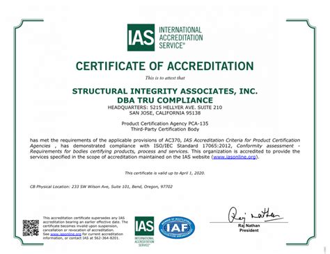 certificate  accreditation tru compliance