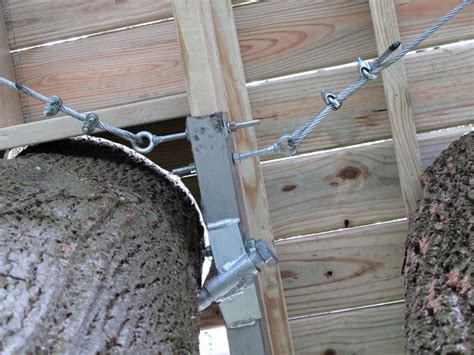 Looking Up At The Floor Bracket Complete With Steel Cables For Extra