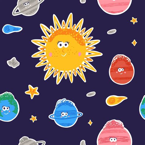 Solar System Seamless Pattern 10198914 Vector Art At Vecteezy