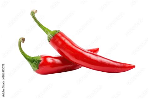 Ripe Red Hot Chili Peppers Vegetable Isolated On Cutout Png Transparent Background Generative