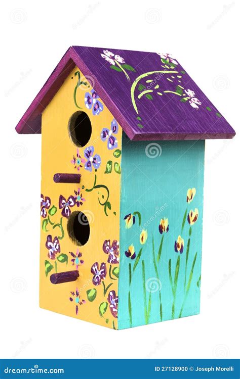 Hand Painted Wooden Birdhouse 2 Stock Photo Image Of Flower Painted