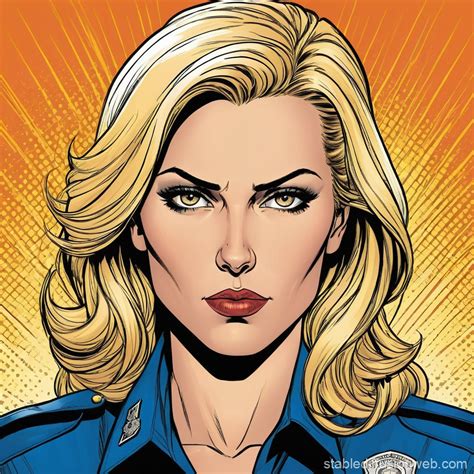 Woman With Blonde Hair In Police Style Stable Diffusion Online