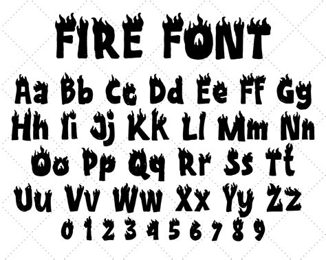 Fire Font Silhouette Flame Font Cricut Fire Font Burning Etsy