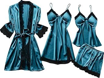 Sdohig Red Lingerie For Women Sexy Pajama Set For Women Plus Size Comfy Silk Satin Lingerie Sets