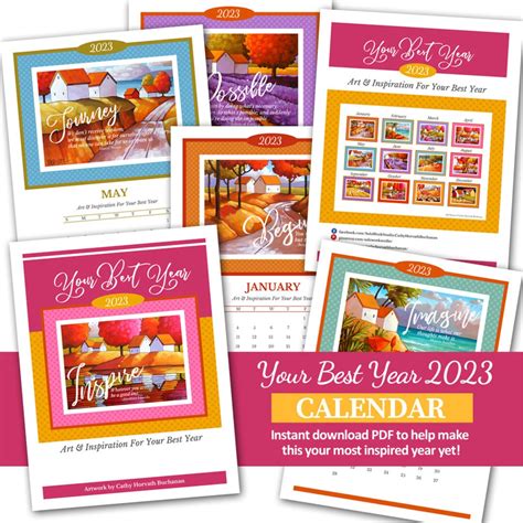 2023 Calendar Printable Pdf Inspirational Quote Wall Art Motivational