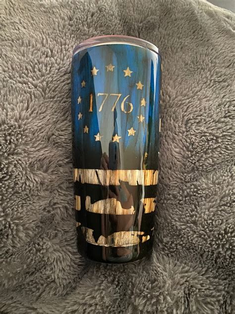 Rustic 1776 American Flag Tumbler Etsy