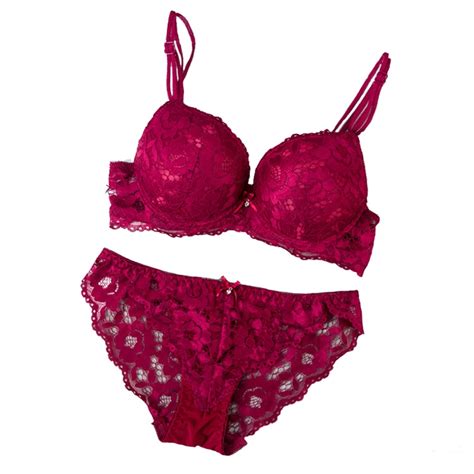 New Style Sexy Hot Girls Cute Bowknot Lingerie Set Push Up Women Floral Lace Bra And Panties