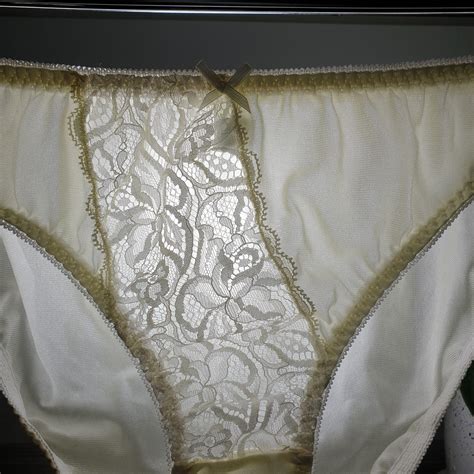 Vintage Silky Nylon Panties Yellow Lace Bikini High Leg Brief Sz Hip Ebay