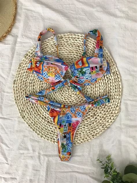 Colorful Floral Bikini Set Summer Beachwear On Luulla