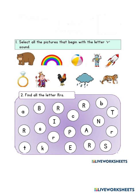 Letter Rr Live Worksheets