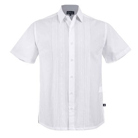 Guayabera Blanca Manga Corta Con Alforzado Para Caballero G Candila