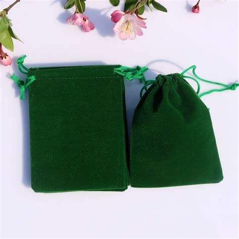 Bolsas De Terciopelo Con Cord N Verde X Cm Para Joyer A Regalo De