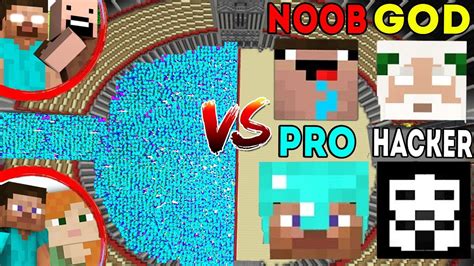 Minecraft Battle Noob Vs Pro Vs Hacker Vs God Herobrine Notch Alex