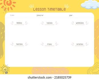 This Another Beautiful Cute Class Schedule Stock Illustration 2185025739 | Shutterstock