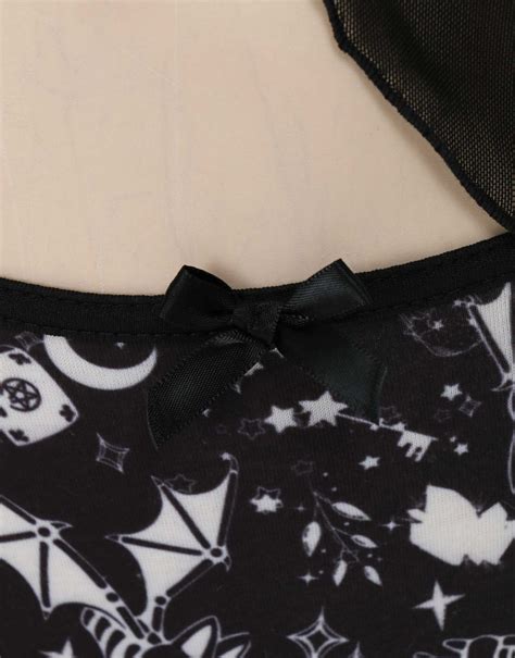 Gothic Print Lingerie Set Gothic Lingerie Outfit Sleepwear Lace V Neck Strap Lingerie In Stock