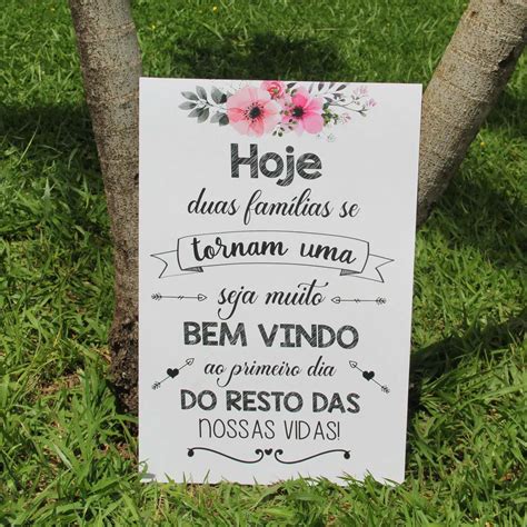 Placa Recep O Casamento Hoje Duas Fam Lias Personalizada X Cm Bem