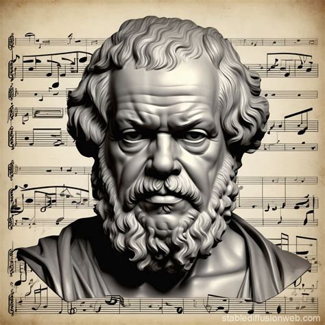 Sócrates Rodeado De Poesía Y Notas Musicales Stable Diffusion Online