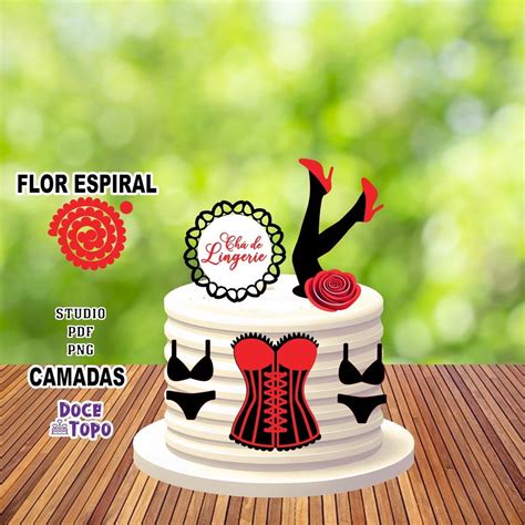 Topo de Bolo Chá de Lingerie Studio pdf png Elo7
