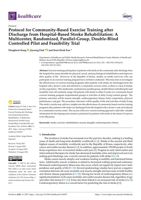 Pdf Protocol For Community Based Exercise Training After Discharge