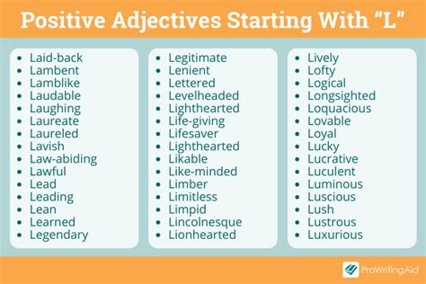 Adjectives That Begin With L