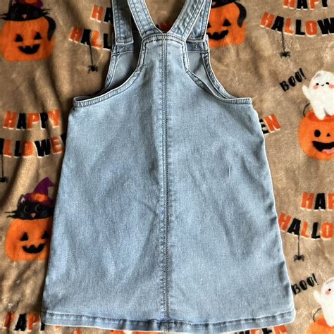 Toddler Light Wash Denim Overalls Dress Size 3t Depop