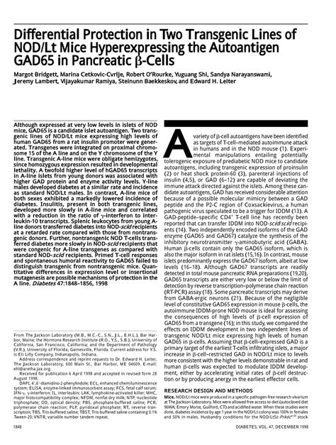 differential protection  transgenic lines  nodlt mice