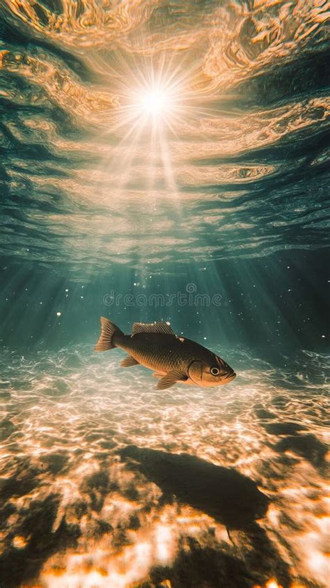 fish swimming   ocean   sun shining   water