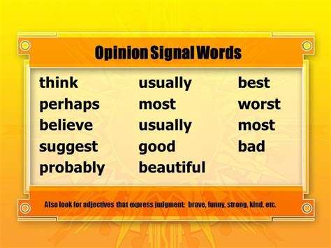 Opinion Marking Signals Examples Opinion Marking Signals Examples