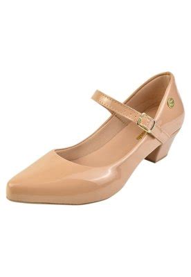 Scarpin Feminino Boneca Bico Fino Salto Baixo Nude Compre Agora