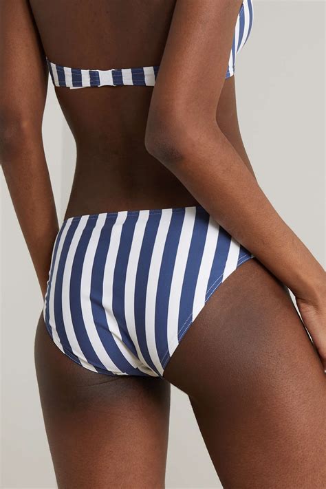 Blue Samba Vida Eyelet Embellished Striped Bikini Briefs ERES NET A