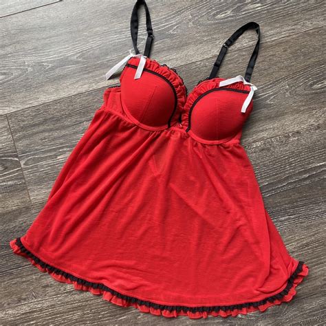 La Senza Red Lingerie Top Size Small Adjustable Depop
