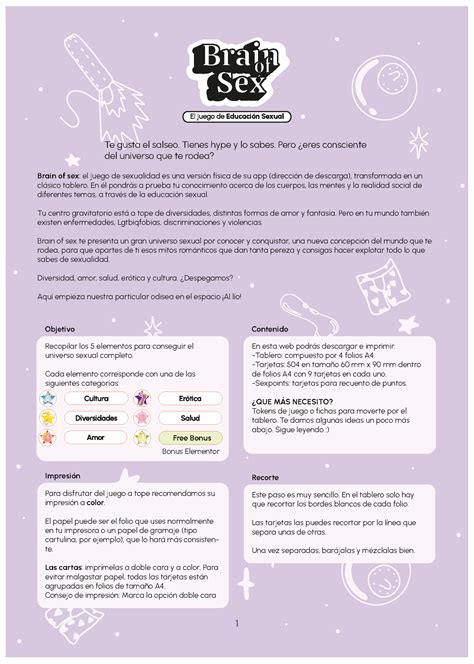 Juego de educación sexual Brain of sex Mancomunidad la vega