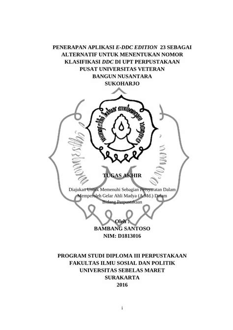 Pdf Penerapan Aplikasi E Ddc Edition 23 Sebagai · I Penerapan