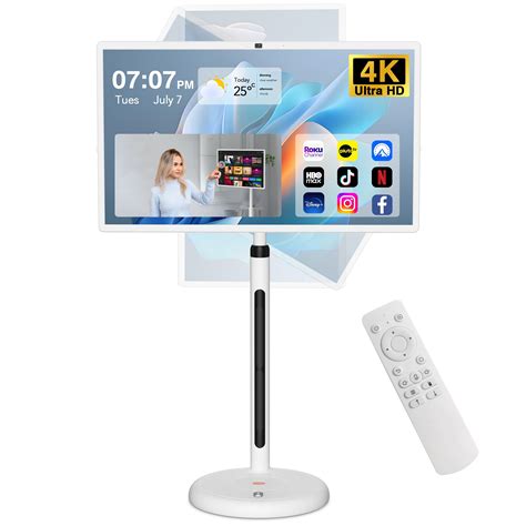 Wireless Portable TV on Wheels, Rolling Tablet with Smart Touch Screen