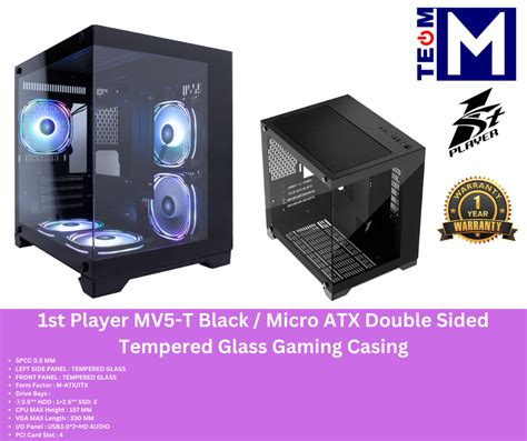 1stPLAYER Megaview MV5-T, Transparent Design, 3 ARGB FAN Included ...