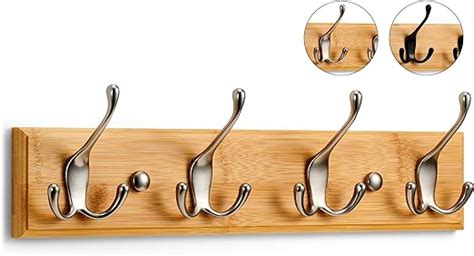 Larhn Wall Mounted Coat Rack 4 Matt Nickel Triple Coat Hooks For Wall