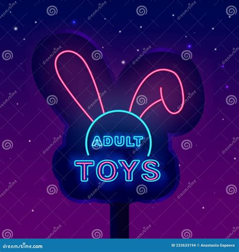 Adult Toys Neon Street Billboard Sex Shop Night Bright Emblem Intimate Items Isolated Vector