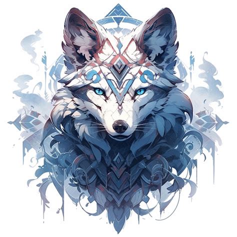 Premium Ai Image There Is A Drawing Of A Wolf With Blue Eyes And A