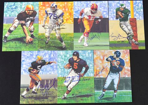 Lot Detail - Lot of 7 Signed Goal Line Art Cards – Pro Football HOF