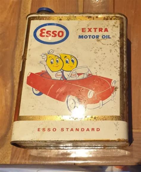 Bidon Ancien Huile Garage Esso Extra Motor Oil Ann Es Eur