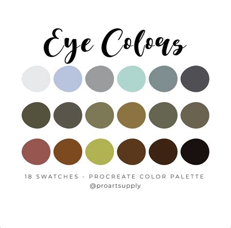 EYE COLORS PROCREATE Color Palette - Brown, Green, Blue, Gray Skin ...