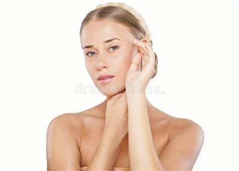 Beautiful Girl Blonde Hair With An Elegant Hairstyle Stock Photo