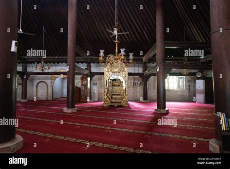 Yogyakarta, Indonesia - March, 2023: Interior of Gedhe Kauman Mosque in