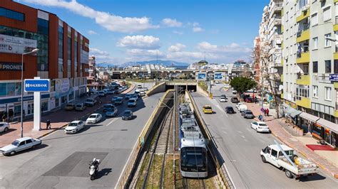 Antalya Turkey March 04 2022 highway with high traffic, tram, many