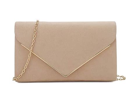 Faux Suede Clutch Bag Nude