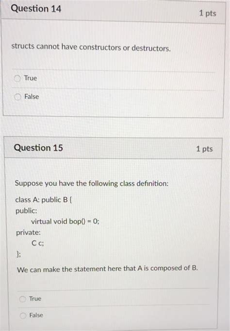 Solved Question Pts Structs Cannot Have Constructors Or Chegg