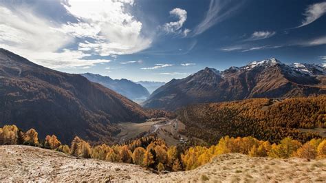 Hintergrundbilder Bäume Landschaft Wald fallen Berge Hügel Rock