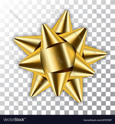 Bow ribbon gold christmas isolated Royalty Free Vector Image